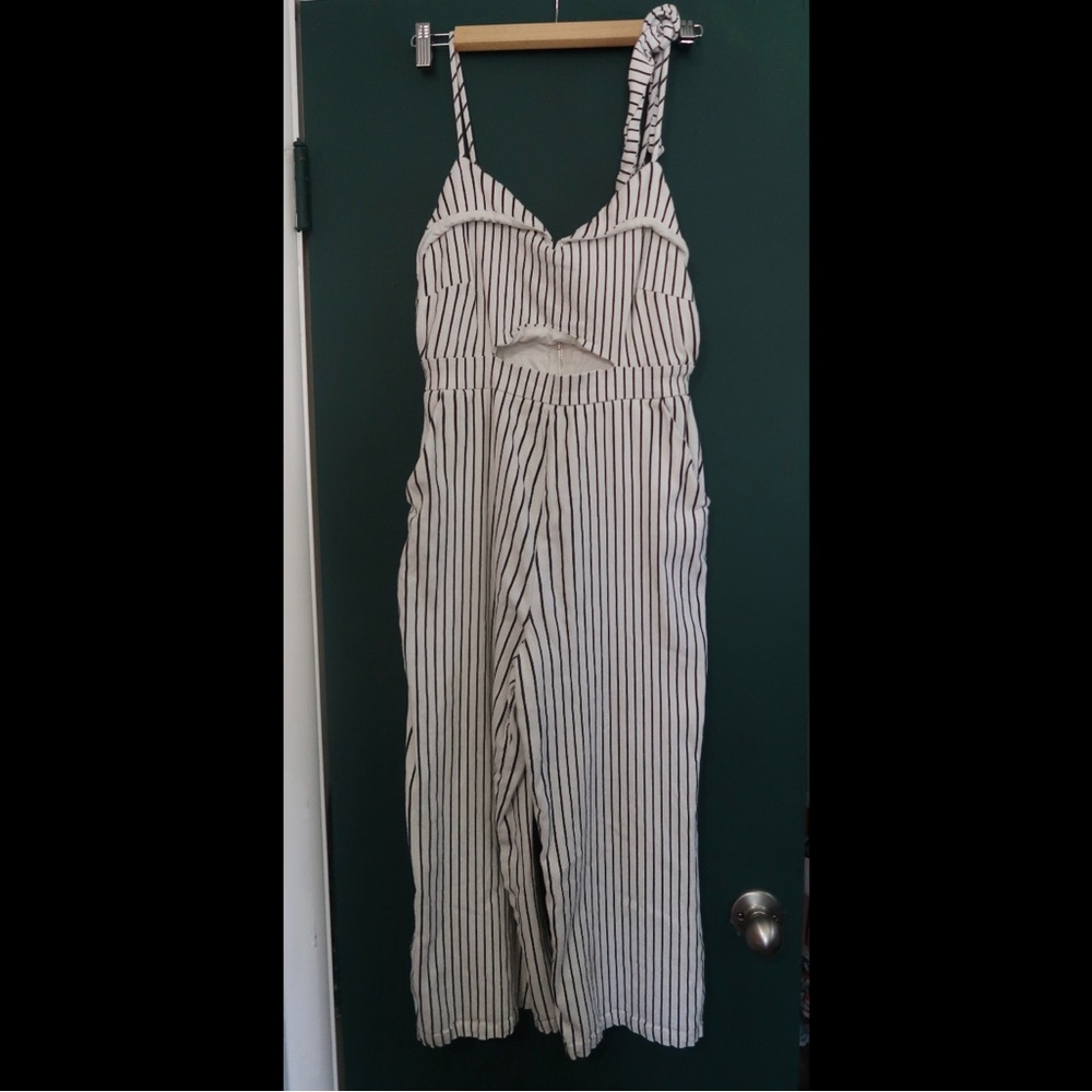 White/black striped jumpsuit